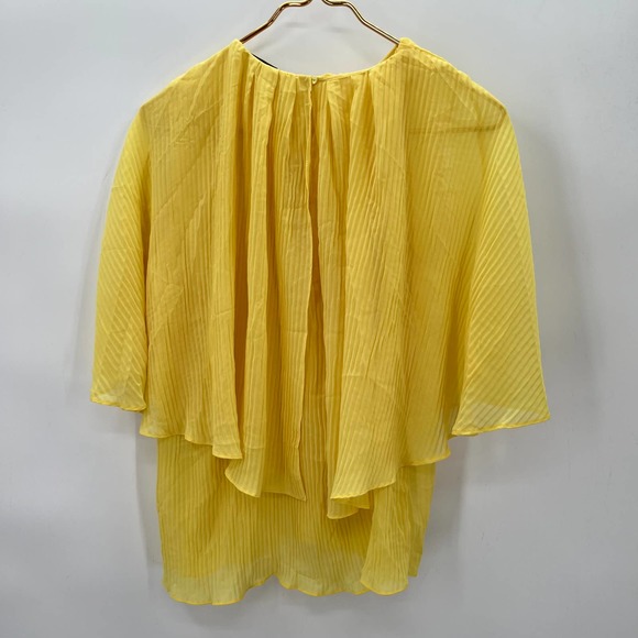 Zara Pleated Cape Blouse in Yellow Size Medium NWT - Picture 4 of 7